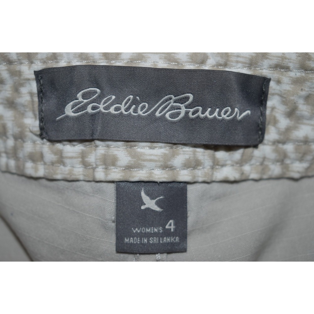 Eddie Bauer Womens 4 Khaki Cargo Capri Pants Drawstring Cuffs Stretch Cotton - Picture 4 of 16